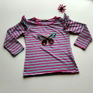 Million Polkadots, Pink and Blue Striped Long Sleeve Shirt with size XL kids